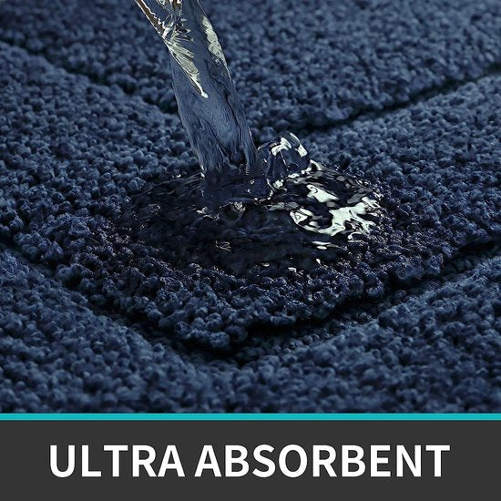 Badmat, antislip, zacht badkamertapijt, waterabsorberende badmat, machinewasbaar, badmat voor douche, bad en toilet, marineblauw, 50 x 80 cm