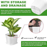 10 stuks witte bloempotten, kleine vierkante plantenpotten met schotels, kunststof bloempotten, moderne kweekpotten, vierkante pot, plantenpot, bloempot voor planten, balkon (9 x 9 x 8 cm)