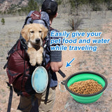 Grote hondenbak, opvouwbaar, 1000 ml, opvouwbare hondenvoerbakken, draagbare hondenwatervoerbak met sluiting, huisdierkattenvoerbak voor reizen, wandelen (lichtblauw + lichtgroen)