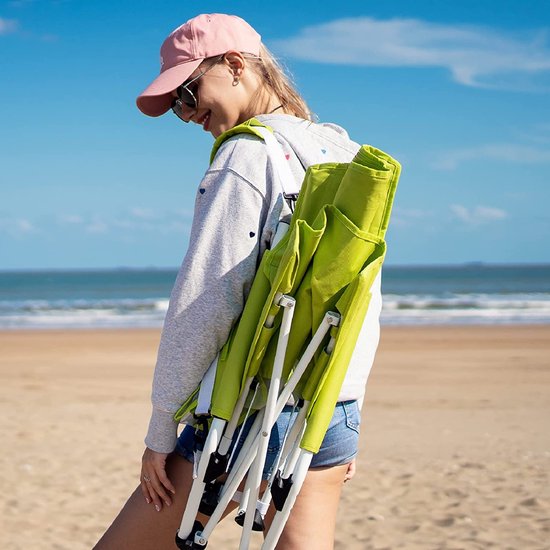 Opvouwbare strandstoel met lage stoelpoten, lichtgewicht campingstoelen met mesh rugleuning, klapstoelen met draagtas voor vakanties en buiten (groen)