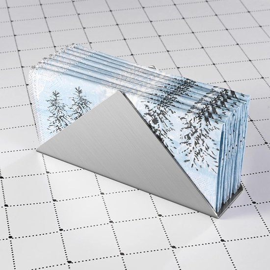 Zilver 304 # roestvrijstalen servethouder driehoekige metalen servethouder minimalistische vrijstaande tissuedispenser, set van 2