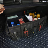 XL 90 cm kofferbakorganizer en deksel. Robuuste, opvouwbare kofferbakorganizer met meerdere compartimenten en verstelbare handgrepen - Essentiële auto-accessoires (XL 35,4 x 13,8 x 11,8 inch).