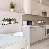 4 stuks keukenrek organizer, kruidenrek, metaal, kruidenrek, zonder boren, zelfklevende keukenkast om op te hangen, Sticky Spice Organizer 29 x 6 x 6,5 cm, zwart