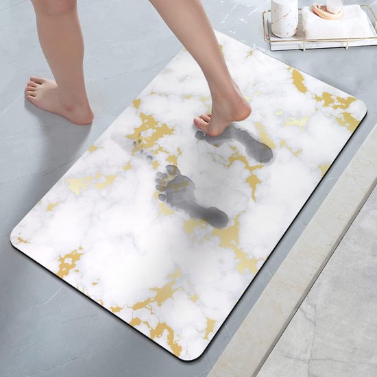 Badkamermat Marmer - witgoud