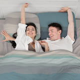 Beddengoed 135 x 200 cm, 2-delig dekbedovertrek - beddengoedsets 135 x 200 cm met 1 kussensloop 80 x 80 cm, ademend katoen met ritssluiting, blauw-lichtblauw, zacht en strijkvrij