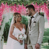 2 stuks 7FT kunstmatige blauweregen wijnstok slinger nep bloem blauweregen slingers voor binnen buiten bruiloft muur badkamer decoratie (magenta)