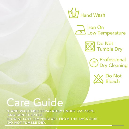 Voile Helder Groen Gordijnen met Ringen 140 x 270 cm(Breedte x Hoogte), Kleurverloop Semi-Clear Transparante Gordijnen voor Woonkamer Slaapkamer Kinderkamer, Set van 2