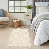 Klein tapijt 60 x 90 cm, boho beige getuft katoenen tapijt met geweven kwastjes, wasbaar tapijt voor badkamer, keuken, woonkamer, slaapkamer, hal, eetkamer