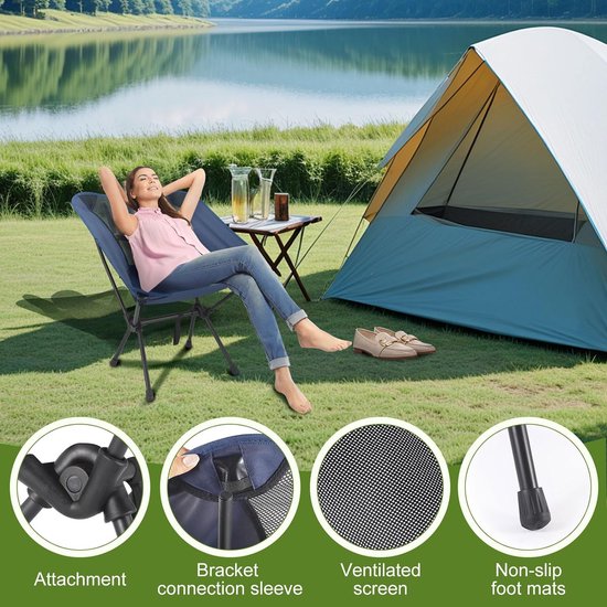 Opvouwbare campingstoel, ultralichte campingstoelen voor volwassenen, 100 kg draagvermogen, klapstoel, visstoel, opvouwbare campingstoel met draagtas voor picknick, buiten, wandelen, kamperen, tuin