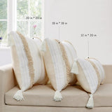 Boho Gooi Kussenhoes Getuft Kwastje Geweven Decoratieve Kussenhoes voor Bank Slaapkamer Woonkamer Buiten Lichtgeel (Beige en Geelachtig, 12x20inch 1pc)