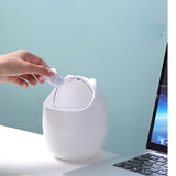 Tafelprullenbak met deksel, cartoon-katten-dierenvorm, mini-vuilnisemmer voor kantoor, kleine tafelafvalemmer, badkamer, vuilnisemmer voor badkamer, keuken, draagbaar, schattige stijl afvalbak