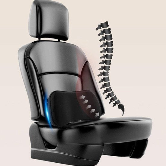Lumbale kussen, orthopedische lendensteun auto traagschuim steunkussen, ideaal voor auto's, bureaustoelen en rolstoelen (zwart)