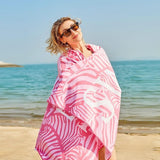 Strandlaken, groot, microvezelhanddoek 180 x 90 cm, zandafstotend, sneldrogend microvezel strandlaken, groot, voor strand/zwembad/strandstoelen (zwemmerroze)