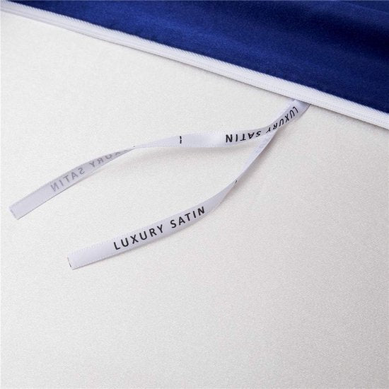 Luxe satijnen dekbedovertrek, 200 x 220 cm, 3-delig - glad, glanzend, zijdeachtig, aangenaam glanzend satijn, polyester, beddengoedset met kussensloop 80 x 80 cm - Blauw