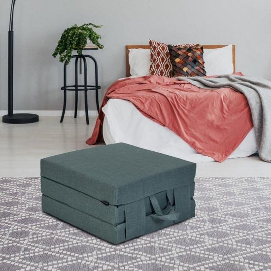 slaapmatras voor volwassenen, binnenin, linnen mix, vouwmatras, logeermatras, ruimtebesparend, 3-delig opklapbaar matras, comfortabel futon bed