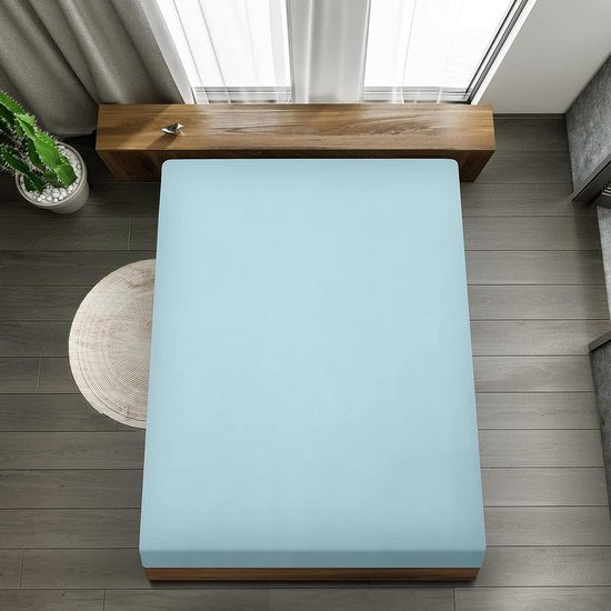 Hoeslaken 90x200cm - Spa Blauw - geborsteld polyester microvezel hoeslaken - 35 cm diepe zak
