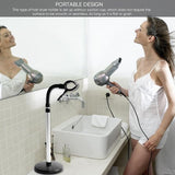 Föhnhouder, 360 graden instelbaar, roestvrij staal, handvrij, afneembare zuignap, standaard met klemhouder, 40 x 19 x 6 cm