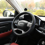 Stuurhoes voor de auto, microvezel, leer, universele maat 37-39 cm, antislip, zwart met blauwe lijn
