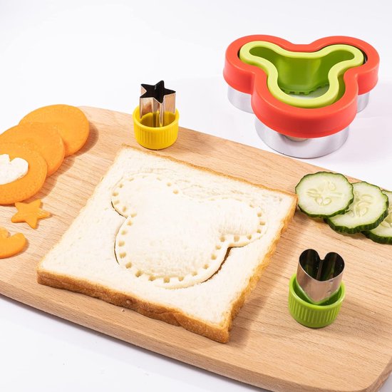 8-delige sandwichsnijder en sealer ontkruimelaar sandwich-crimpers voor het maken van sandwiches hamburgercake met groente-fruitsnijders voor kinderen lunchbox