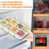 Snackdoos met compartimenten, snackbewaardoos, fruit- en groentebak met 8 compartimenten, transparante voedselopslagcontainer voor koelkast en voorraadkast, voor snacks, fruit en kruiden.