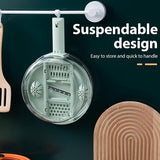 6-in-1 groentesnijder, uiensnijder, groenteschaaf, fruitsnijder, groentesnijder, handmatig, bloksnijder met 6 verwisselbare messen voor wortel, komkommer, aardappel, pompoen, courgette