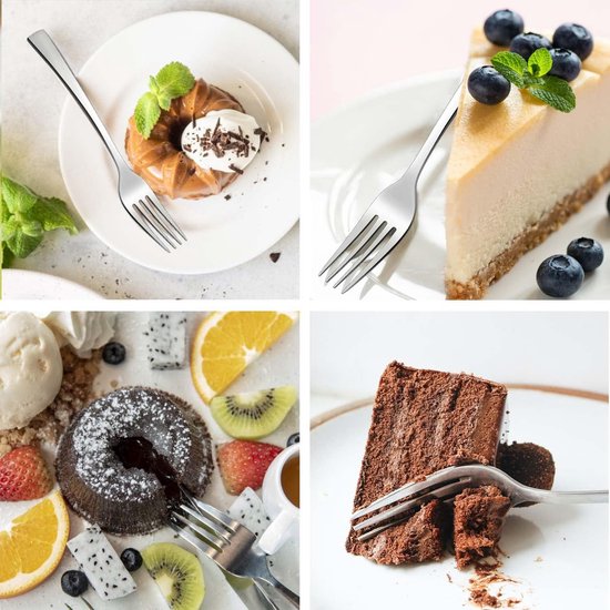 Taartvorken/dessertvorken, 16 stuks, 6,5 inch (16,5 cm), vierkante handgreep, vork, hoogwaardige roestvrijstalen vorken, vaatwasmachinebestendig, spiegelgepolijste vorken voor huis, restaurants,