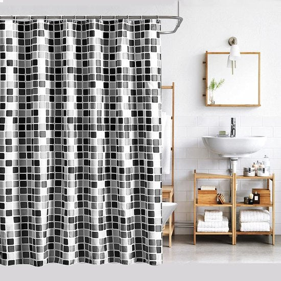 Bathroom Shower Curtain, Anti-Mould Shower Curtain, Mosaic Pattern, Textile Bathroom Shower Curtain (120 x 180 cm)