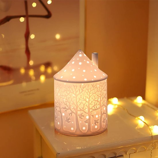 Theelicht kaarsenhouder kaarsenhouder, lichthuis theelichthuis klein huis keramische kaarsenhouder kaars hartstuk decoraties voor woonkamer slaapkamer bruiloft housewarming party (bos)