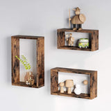 Wandplanken, set van 3 kubussen, lengte 40/35/30 cm, voor woonkamer, slaapkamer, werkkamer, vintage bruin