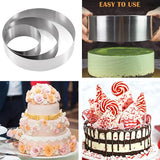 Set van 3 roestvrijstalen taartringen met 1 x 31,8 cm spatel voor moussetaart, tiramisu, taartbodems, chocolade- en fruittaart (3 maten)