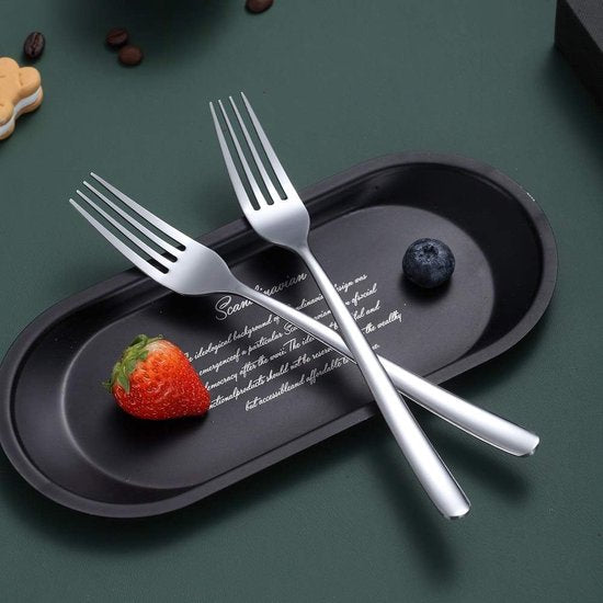 Tafelvorken 6-delig, roestvrijstalen vorken, bestekset, dessertvorken, tafelvorken, saladevorken voor thuis, keuken of restaurant, vaatwasmachinebestendig (zilver-8 inch)