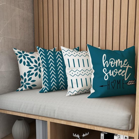 Kussenslopen 4-delige set kussenslopen, linnen, kussensloop, sierkussen, kussenslopen voor bank, tuinbed, bank, kussen, 40 x 40 cm (set van 4)