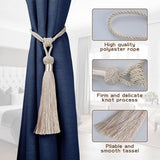 2 stuks gordijnhouders, embrasses, gordijnhouders, polyester, katoen, touw met kwastjes, decoratief raam, eenkleurige gordijnen, accessoires, beige