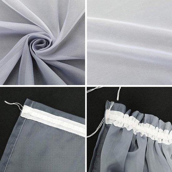 Gordijnen met kleurverloop, transparante voile, 2 stuks