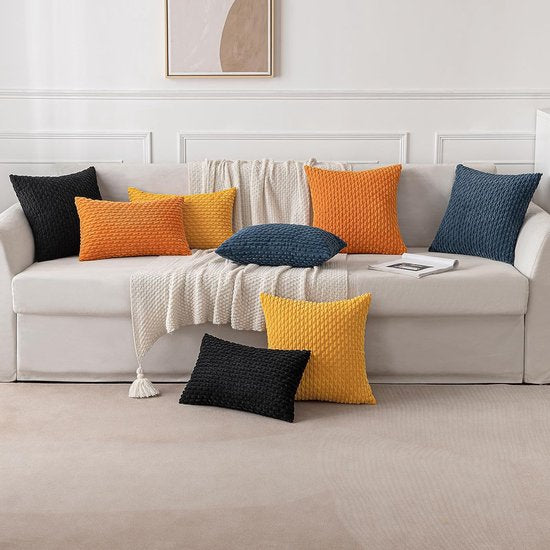 Cordsamt Kussenhoezen, decoratieve kussenhoezen, moderne bankkussens, zacht voor bank, woonkamer, slaapkamer, set van 2 stuks, 40 x 40 cm, donkergeel