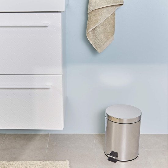 SENSEA - URBAN badkamerprullenbak - 5L - Rond - Staal - Grijs - Chroomafwerking