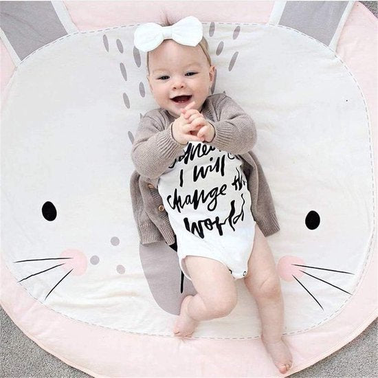 Baby Kruipmat Cartoon - Dier Baby Speelkleed Speeldeken Katoen Zacht Slaapkleed voor Baby Kids - 90CM (Roze Konijn)