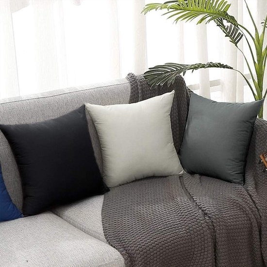 Set van 2 kussenslopen 40 x 40 cm, 100% microvezel kussenhoezen met ritssluiting, zwart