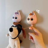 3 stuks oogknipperende kattenhaken, kattenhaken, dierenhaken, zelfklevende sleutelhaken, garderobehaken voor kinderen, mantel, sjaal, muts, handdoek, sleutel (roze, paars, groen)