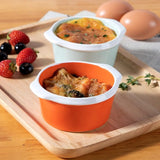 Bakvorm taartvorm, soufflévormen porselein, 6-delige mini ovenschaal ovenvormen voor crème brûlée dessertsoufflé, ronde vorm, inhoud 160 ml, optimale inhoud 140 ml