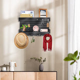 Sleutelrek met plank, wandsleutelhouder met 4 dubbele sleutelhaken, houten rek, sleutelorganisatie, postorganisatie, rustieke wooncultuur voor de entree