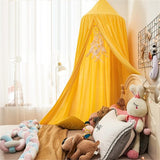 Baldakijn, bedhemel voor kinderen, babybed, bedgordijn, hangend, rond, prinses, insectennet, muggennet voor kinderkamer en speelkamer, decoratie (geel)