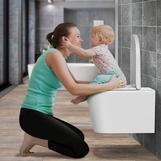 Family Toilet Seat with Removable Child Seat, Soft Close Mechanism, Adjustable Hinge, Quick Release Funcktion/D/U-Shape PP Children and Adults Toilet Seat