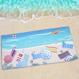 Microvezel strandhanddoek, 160 x 80 cm, super zacht, gemakkelijk te onderhouden, yoga, reizen, badhanddoek, strandhanddoeken voor volwassenen, sneldrogende en lichtgewicht reishanddoek.