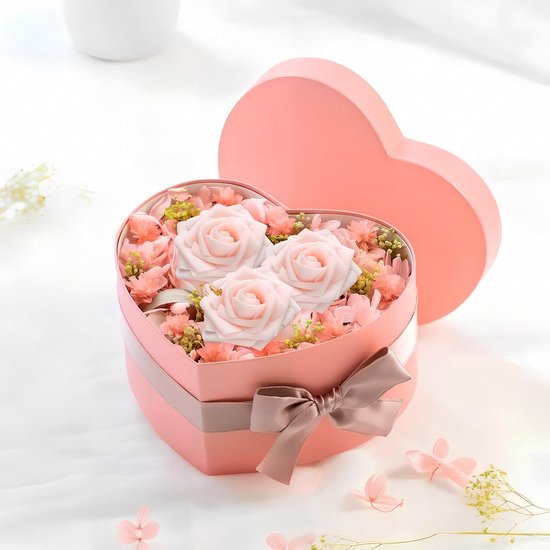 Kunstbloemen Roze Rozen, 30 stuks 8cm Boeket Kunstmatige decoratieve bloemen Neprozen met stengels en kaart voor Valentijnsdag Huis Tuin Verjaardagsfeestje DIY Bruiloft Decoratie