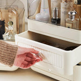 Make-up organizer met deksel en 2 laden, stofdicht, grote capaciteit, beauty-organizer voor kaptafel, badkamer, slaapkamer