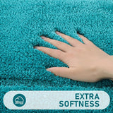 Microvezelbadmattenset, 3-delige antislip wasbare badmat en toiletmat, absorberende badkamertapijtset, turkoois