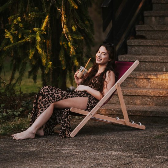 Ligstoel, hout, beukenhout, inklapbaar, voor zelfmontage, zonnestoel, strandstoel, tuinligstoel voor tuin, zwembad, camping, strand, bars, cafés, hotels, tot 130 kg, verstelbaar, 4 standen