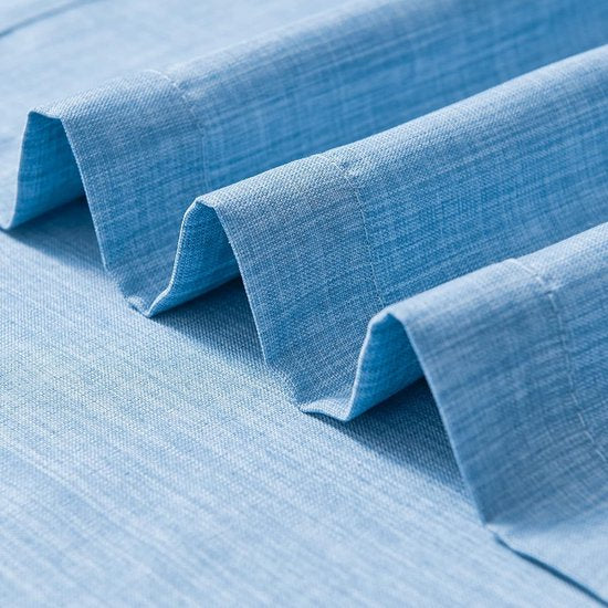 Vitrage bistrogordijn linnenlook raamgordijn gordijn gaas sjaals vitrage halftransparant raamgordijn keuken woonkamer landhuis set van 2 63 B x 60 H (cm) blauw