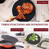 32 cm siliconen spatbescherming met inklapbare handgreep, multifunctionele spatbescherming voor pannen, universele pannen-afdekking/zeef overkookbeveiliging, spatbescherming voor pannen